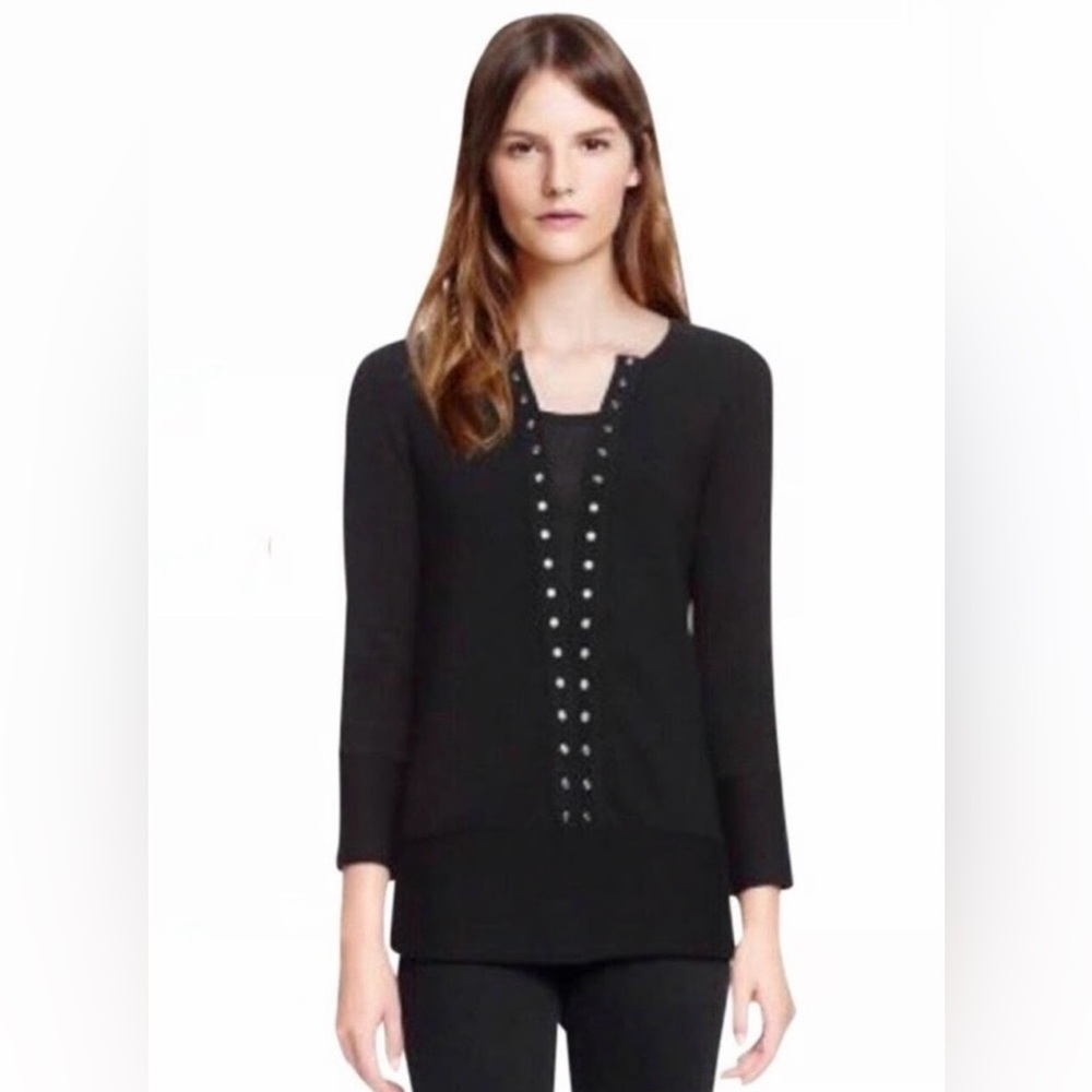 Tory Burch Yessica 100% merino wool knot tunic top